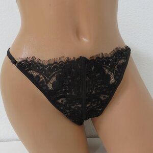 (#118) Ann Summers Black Embroidery Lace Style Thong Teddy Size U.S. 10